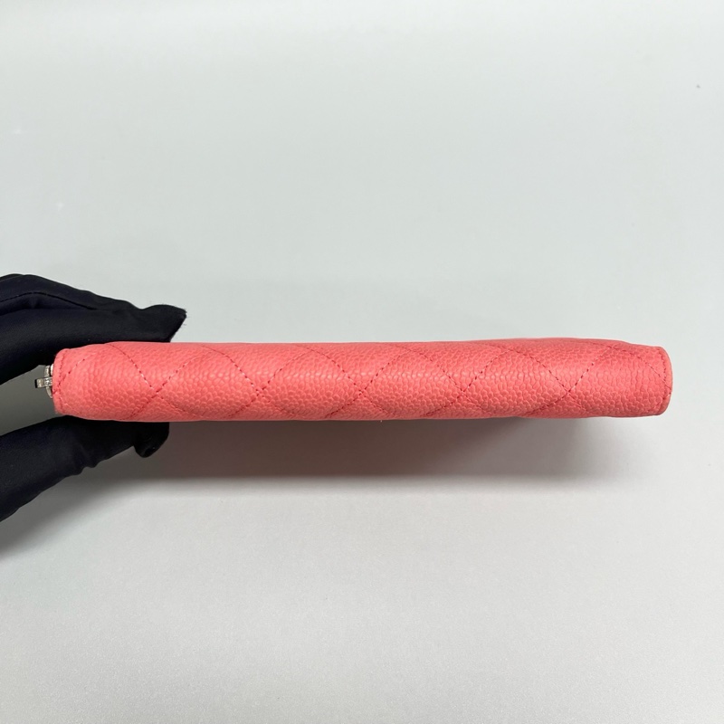 Chanel/香奈兒 荔枝紋銀扣拉鍊款長款錢包 20開 尺寸20*10 附件身份卡-2