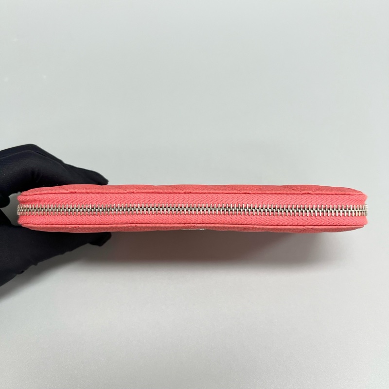 Chanel/香奈兒 荔枝紋銀扣拉鍊款長款錢包 20開 尺寸20*10 附件身份卡-6