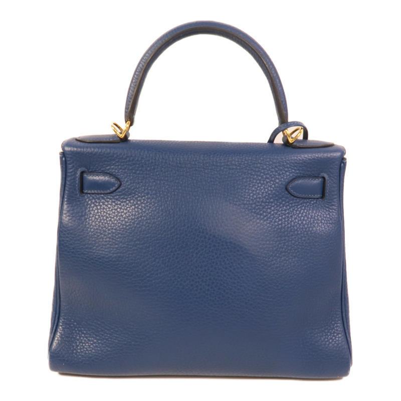 HERMES Togo皮革Kelly 28手挽肩背兩用袋Blue Brighton-1