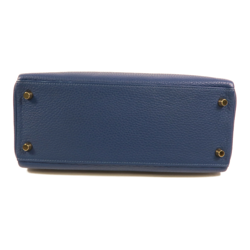 HERMES Togo皮革Kelly 28手挽肩背兩用袋Blue Brighton-3