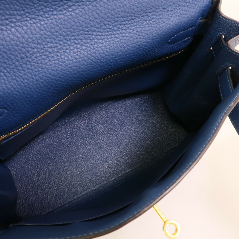 HERMES Togo皮革Kelly 28手挽肩背兩用袋Blue Brighton-4