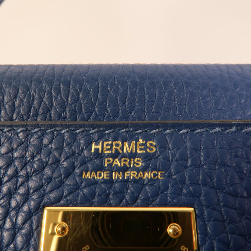 HERMES Togo皮革Kelly 28手挽肩背兩用袋Blue Brighton-10