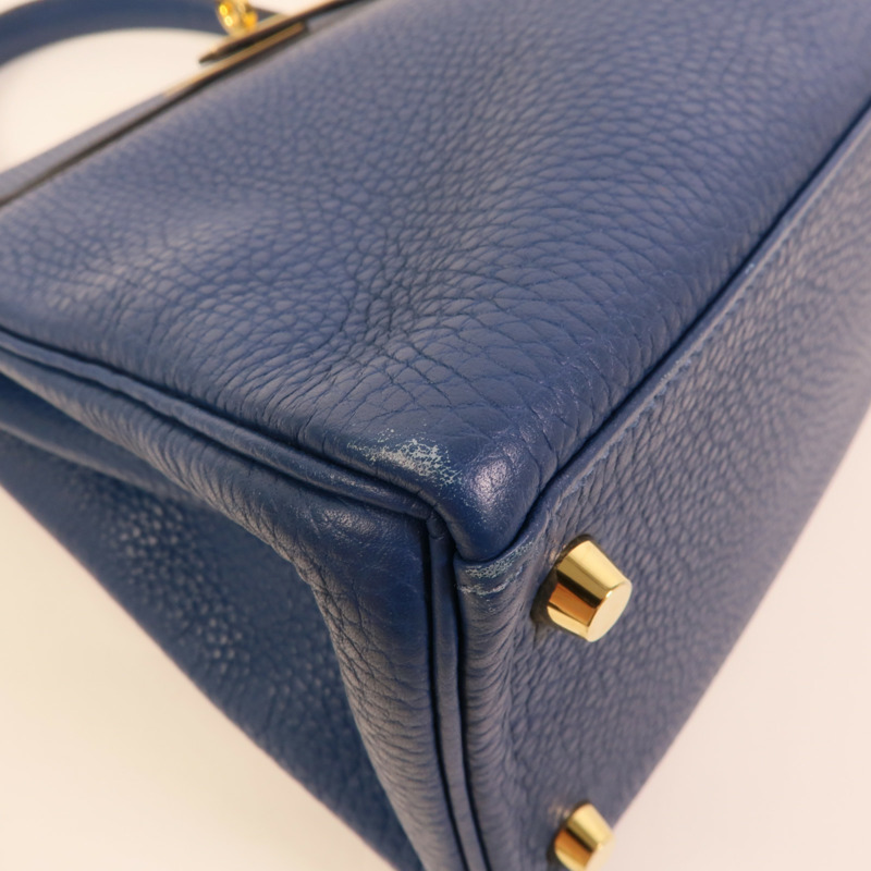 HERMES Togo皮革Kelly 28手挽肩背兩用袋Blue Brighton-12