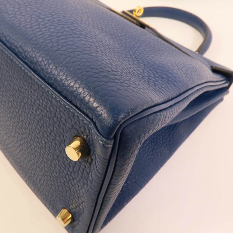 HERMES Togo皮革Kelly 28手挽肩背兩用袋Blue Brighton-13