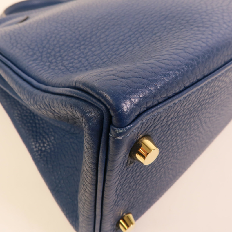 HERMES Togo皮革Kelly 28手挽肩背兩用袋Blue Brighton-14