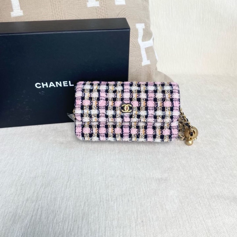 Chanel 粗花呢金球woc鏈條包 金扣 17*11*4  9新 配件盒子 購證 塵袋-2