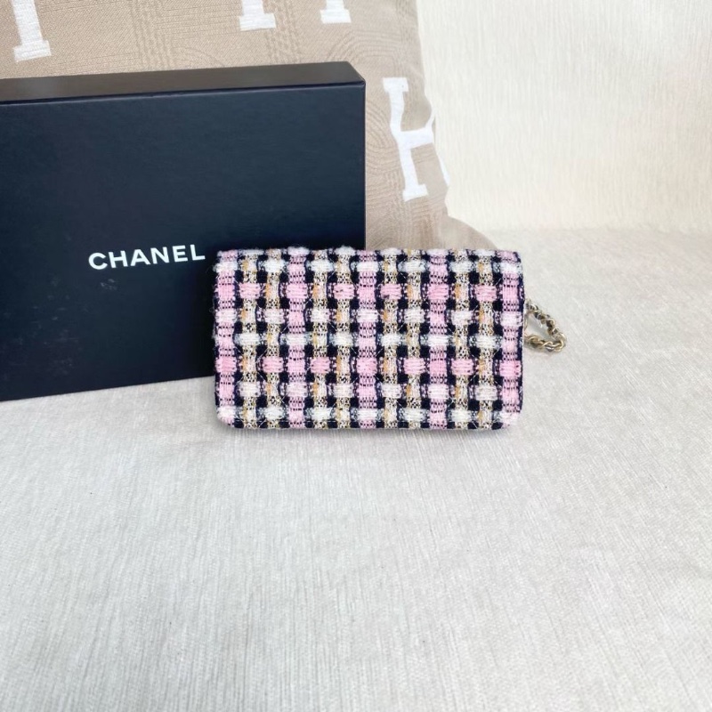 Chanel 粗花呢金球woc鏈條包 金扣 17*11*4  9新 配件盒子 購證 塵袋-4