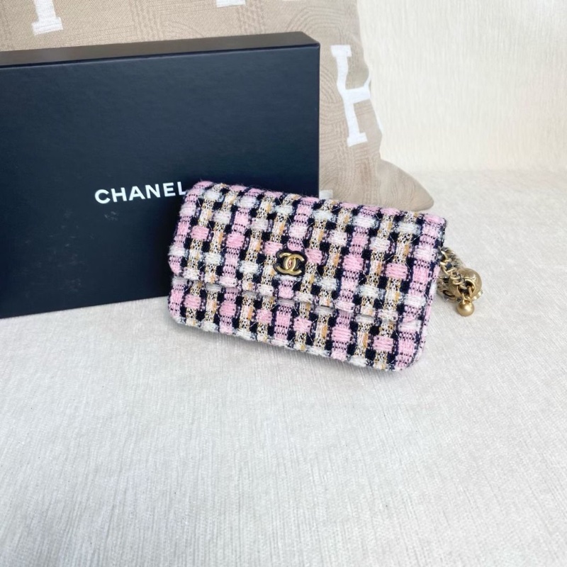 Chanel 粗花呢金球woc鏈條包 金扣 17*11*4  9新 配件盒子 購證 塵袋-6