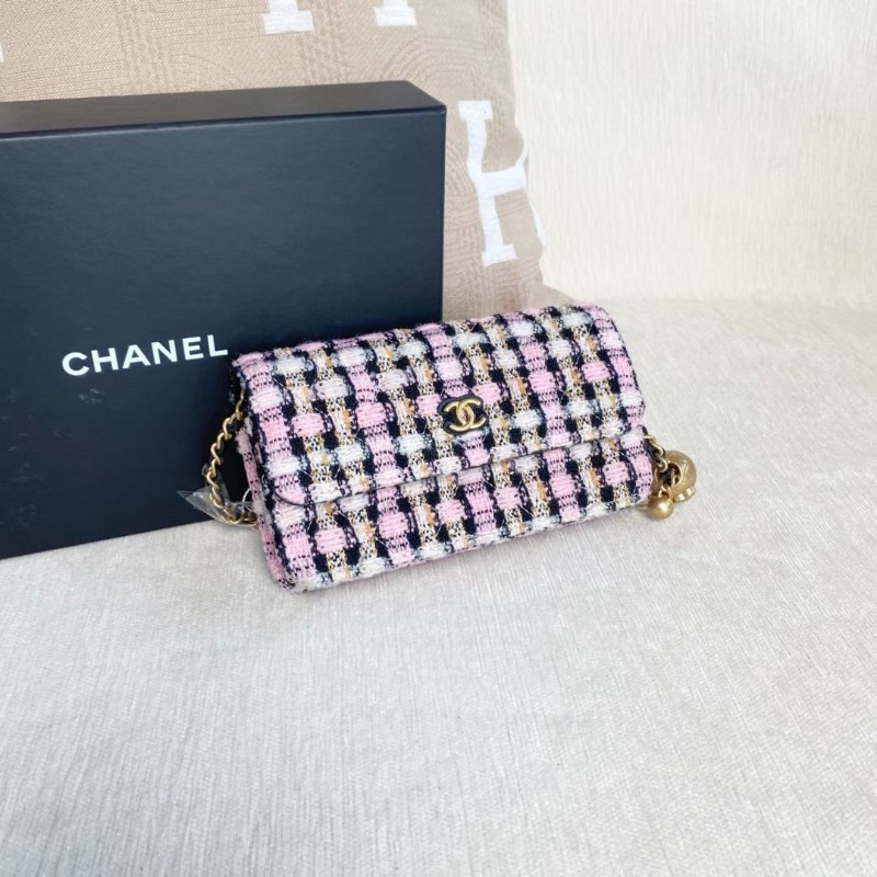 Chanel 粗花呢金球woc鏈條包 金扣 17*11*4  9新 配件盒子 購證 塵袋-7