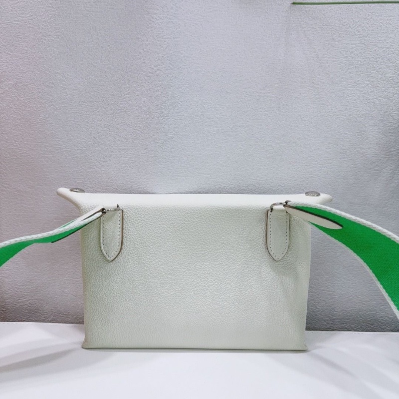 Hermes vide pouches 氣泡綠拼蘑菇白Evelyne斜背包 togo皮 21*15*4cm  95新 配件盒子 塵袋 購證-4