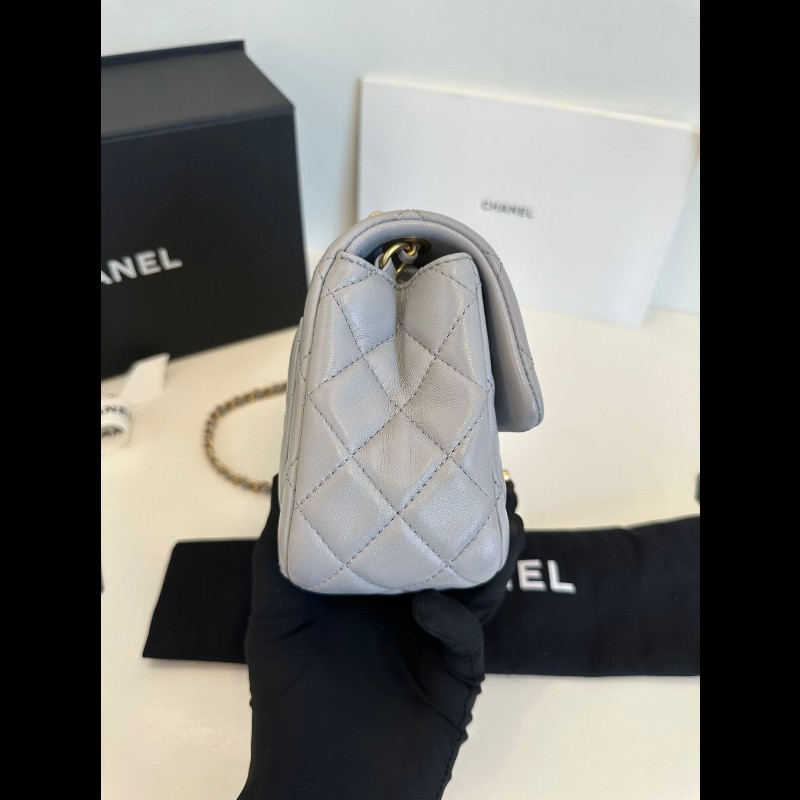 Chanel gold ball mini square 
金球灰色-3