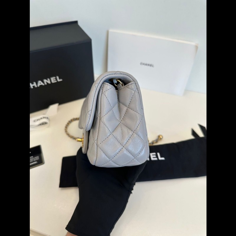 Chanel gold ball mini square 
金球灰色-4