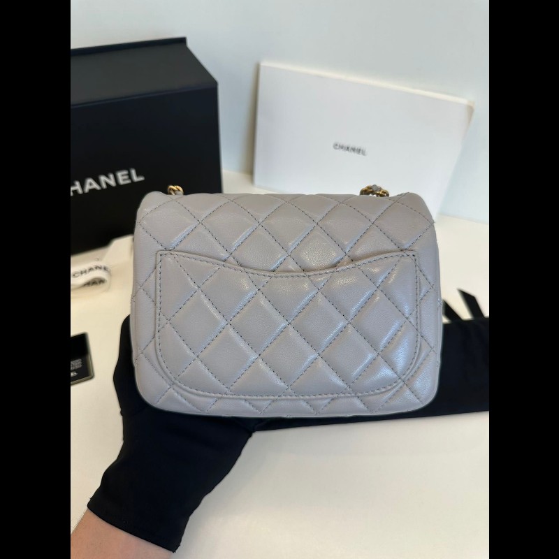 Chanel gold ball mini square 
金球灰色-5