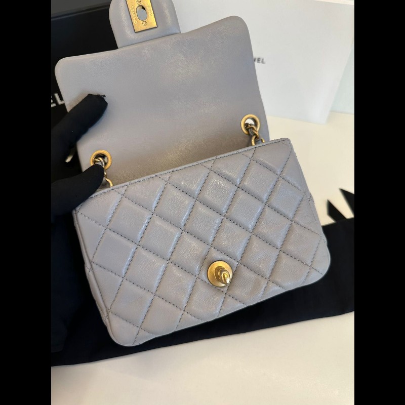 Chanel gold ball mini square 
金球灰色-14