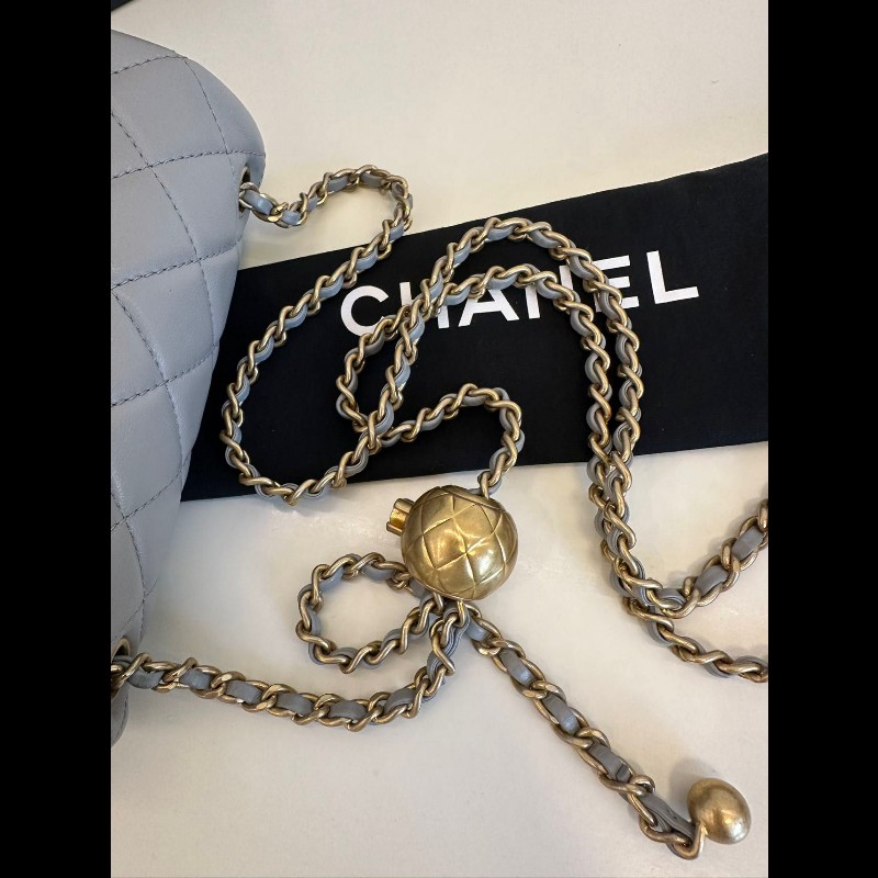 Chanel gold ball mini square 
金球灰色-16