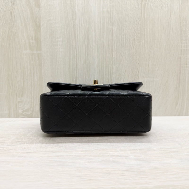 CHANEL膜未撕超新✨黑淡金羊皮手把CF20側背包AS2431-5