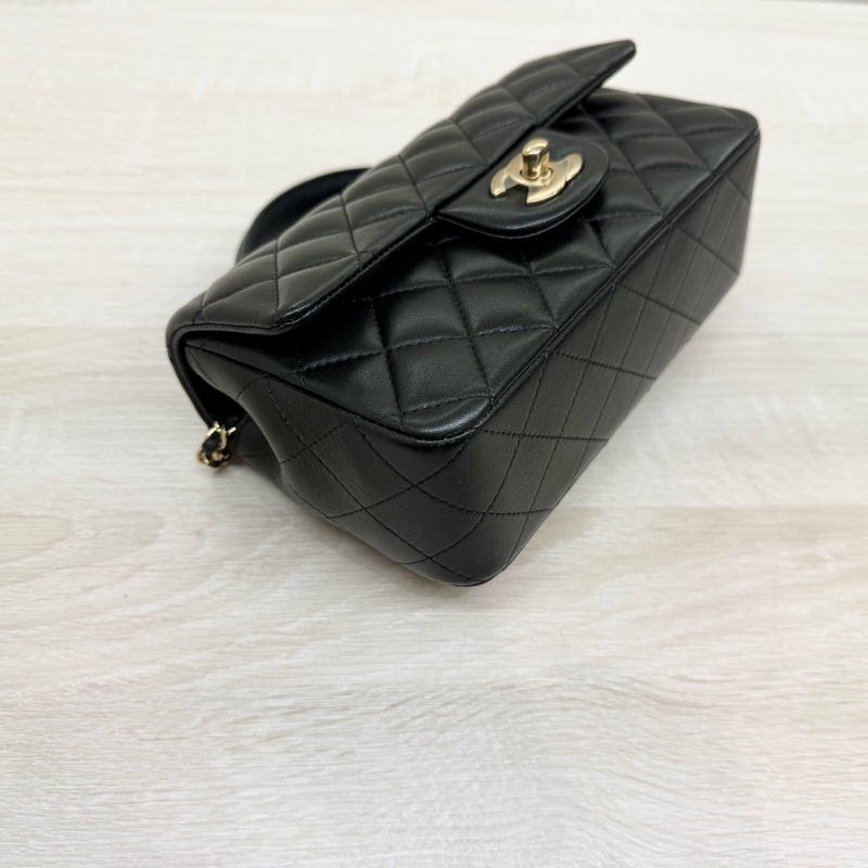 CHANEL膜未撕超新✨黑淡金羊皮手把CF20側背包AS2431-13