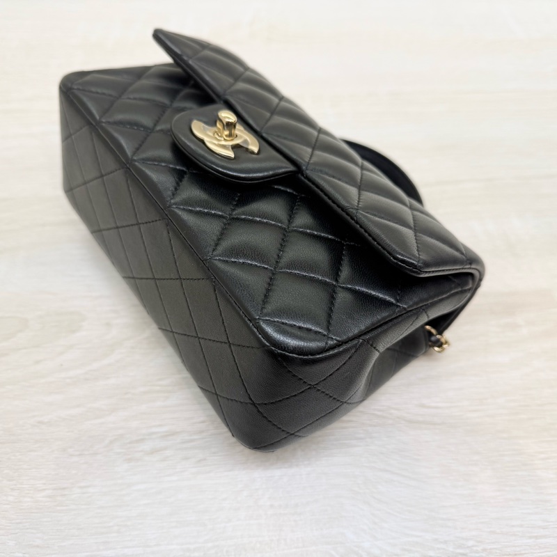CHANEL膜未撕超新✨黑淡金羊皮手把CF20側背包AS2431-14
