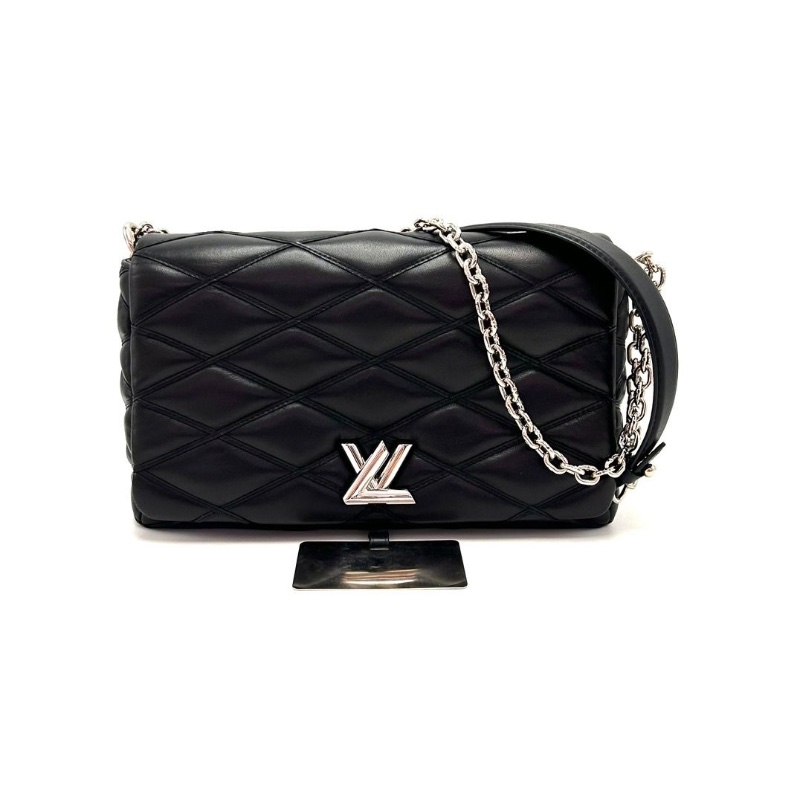 LV 黑銀twist菱格紋肩背斜背包27*17*9  95新 配件鏡子 塵袋-2