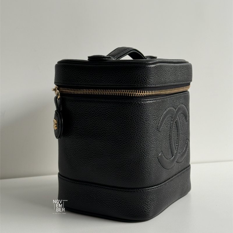 99新🆕 保卡款🫰🏻 Chanel 香奈兒 經典雙C化妝盒 黑色金釦-4