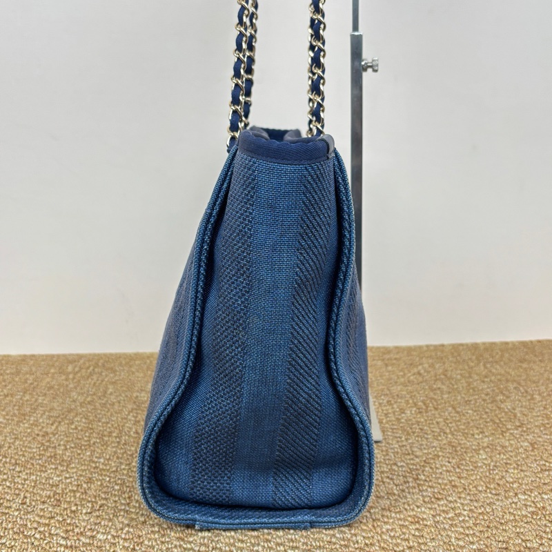 Chanel 香奈兒 拉菲草藍色沙灘包 尺碼34x14x29。 單品-3