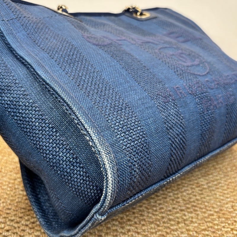 Chanel 香奈兒 拉菲草藍色沙灘包 尺碼34x14x29。 單品-5