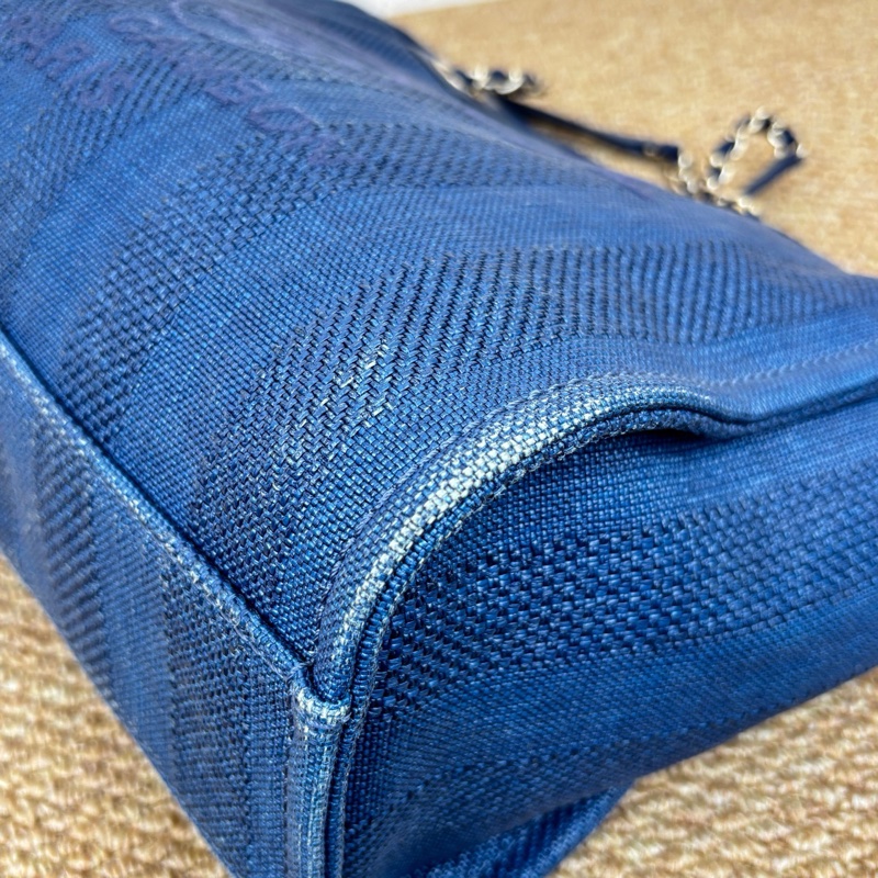 Chanel 香奈兒 拉菲草藍色沙灘包 尺碼34x14x29。 單品-6