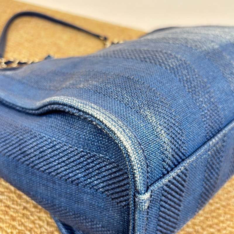 Chanel 香奈兒 拉菲草藍色沙灘包 尺碼34x14x29。 單品-7