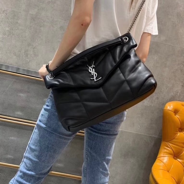 YSL🖤✨黑色羊皮中號Puffer側背包577475-0