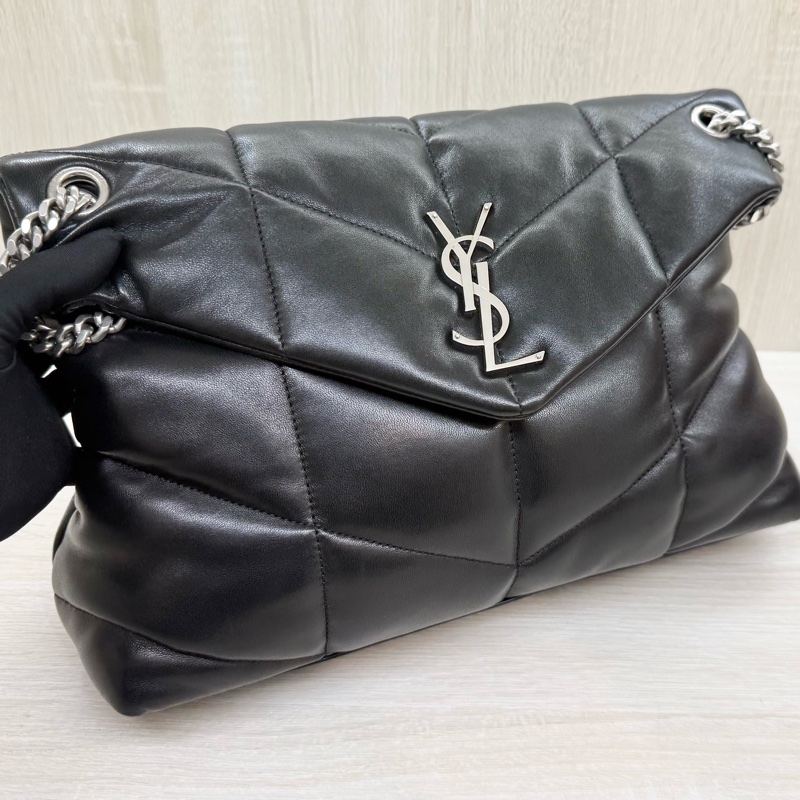 YSL🖤✨黑色羊皮中號Puffer側背包577475-17