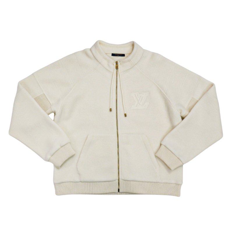 Louis Vuitton 展示品 刺繡logo立領羊毛拉鍊外套#XXL (米白)-0