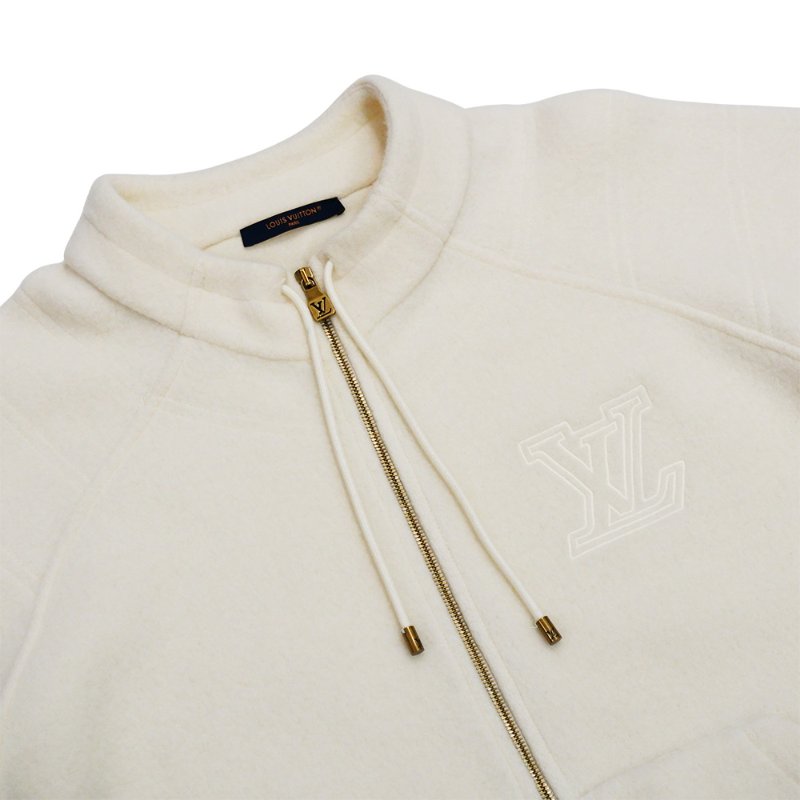 Louis Vuitton 展示品 刺繡logo立領羊毛拉鍊外套#XXL (米白)-1