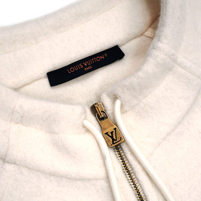 Louis Vuitton 展示品 刺繡logo立領羊毛拉鍊外套#XXL (米白)-2