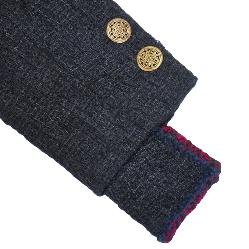 Chanel 展示品 藍紅金鑲邊復古V領金釦外套#38(黑)-3