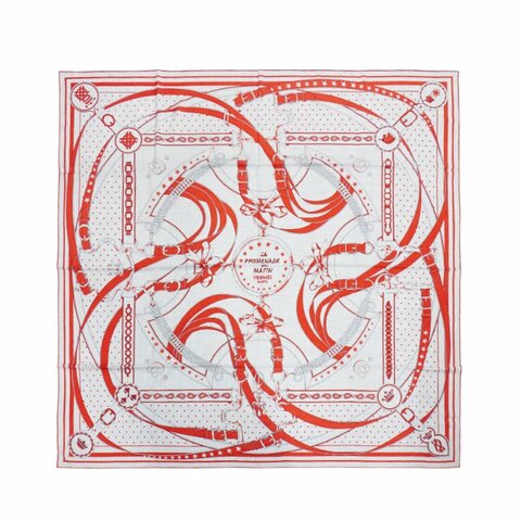 Hermes 喀什米爾混絲皇冠扣環圖騰披巾/大方巾-140cm(灰/橘)