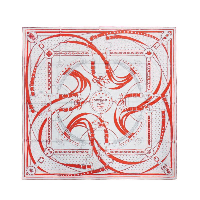 Hermes 喀什米爾混絲皇冠扣環圖騰披巾/大方巾-140cm(灰/橘)-0