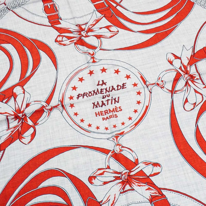 Hermes 喀什米爾混絲皇冠扣環圖騰披巾/大方巾-140cm(灰/橘)-1