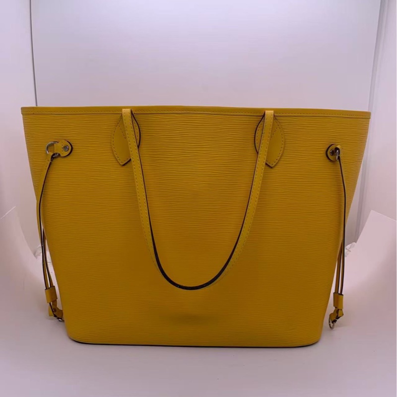 二手Lv neverfull 中號黃色水波紋購物袋，louis vuttion neverfull epi-1