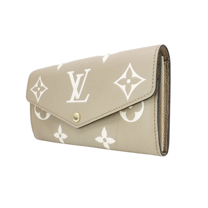 Louis Vuitton 展示品 Sarah 壓花牛皮釦式二折長夾(M81049-斑鳩灰)-1