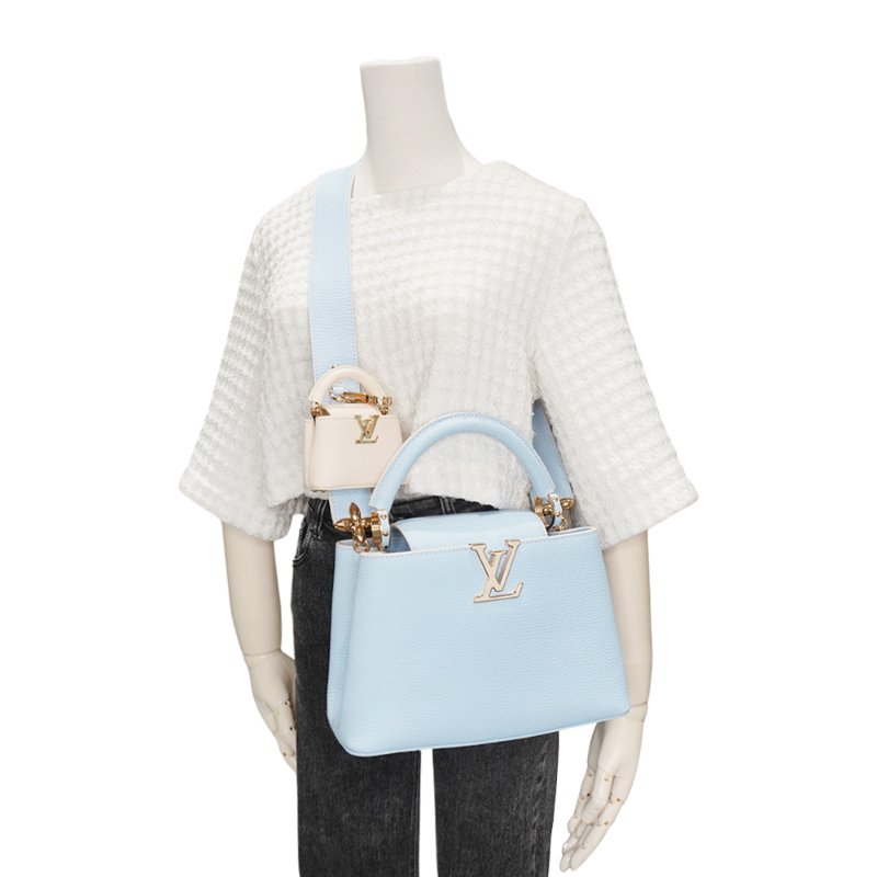 Louis Vuitton 展示品 Capucine BB 粒面牛皮手提斜背包(M24575-糖果藍)-5