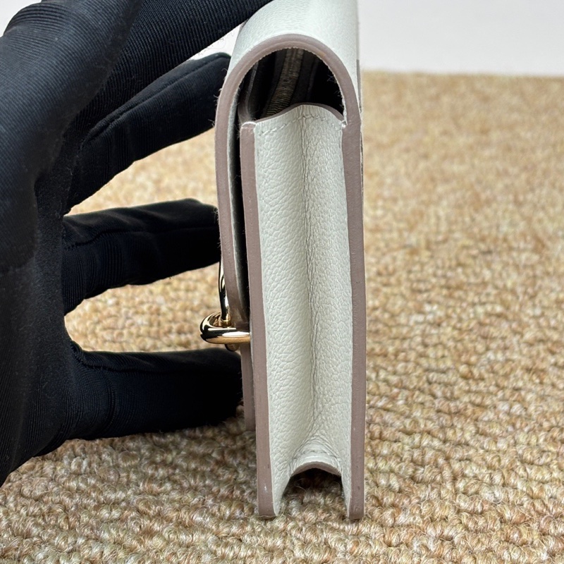 99新Hermès愛馬仕 Roulis Slim 豬鼻子 奶昔白  mini U刻 12.5x2x11。-2