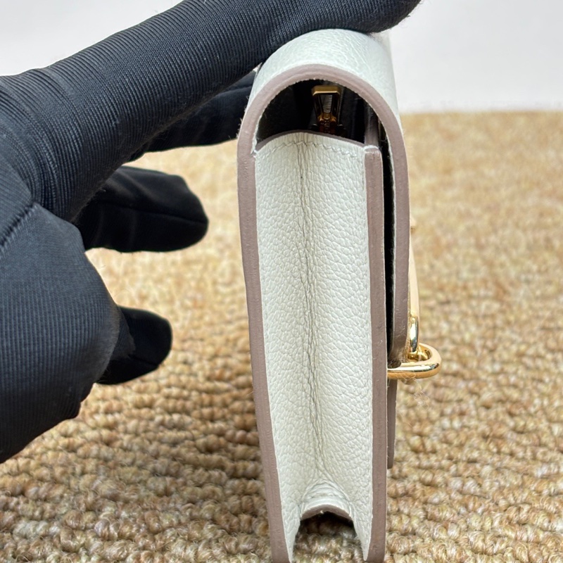 99新Hermès愛馬仕 Roulis Slim 豬鼻子 奶昔白  mini U刻 12.5x2x11。-3