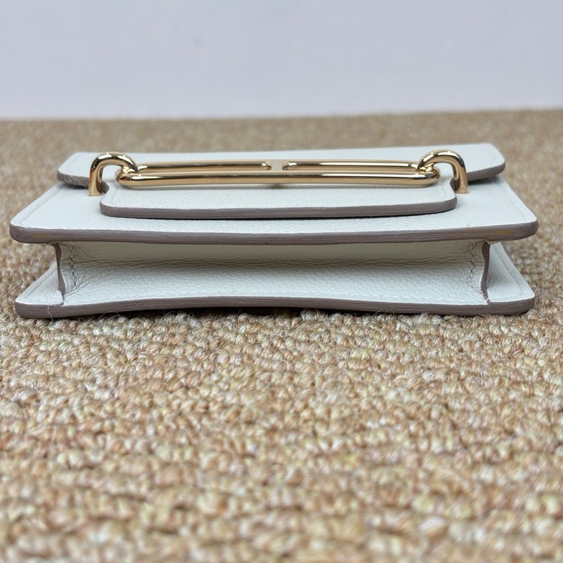99新Hermès愛馬仕 Roulis Slim 豬鼻子 奶昔白  mini U刻 12.5x2x11。-4