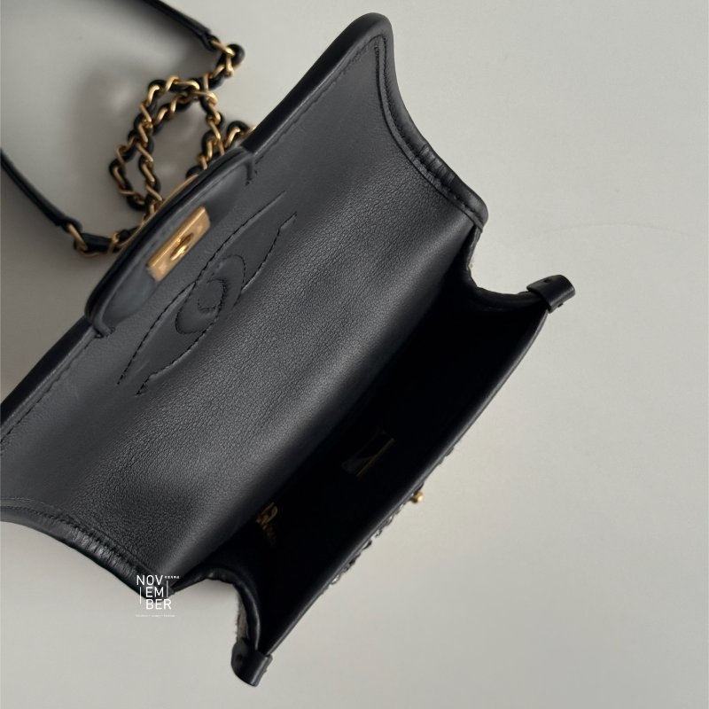 99新🆕 Chanel 香奈兒 22K格子毛呢豆腐斜背包-5