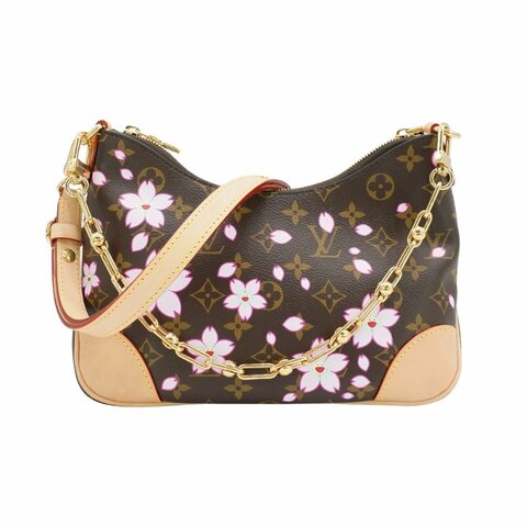 Louis Vuitton 展示品 Boulogne PM 櫻花圖案帆布手提/斜背包(M13265-咖)