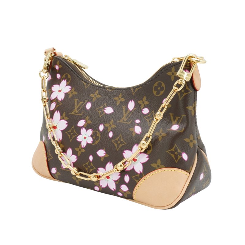 Louis Vuitton 展示品 Boulogne PM 櫻花圖案帆布手提/斜背包(M13265-咖)-1