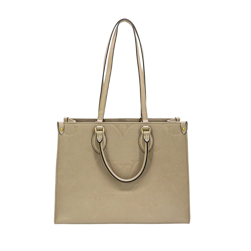 Louis Vuitton 展示品 OnTheGo MM 壓花牛皮手提肩背二用包(M45607-米)-0