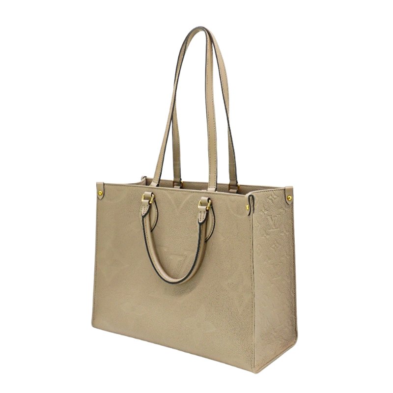 Louis Vuitton 展示品 OnTheGo MM 壓花牛皮手提肩背二用包(M45607-米)-1