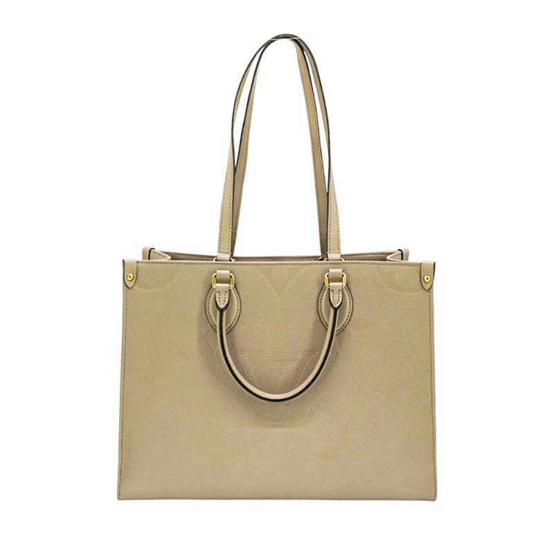 Louis Vuitton 展示品 OnTheGo MM 壓花牛皮手提肩背二用包(M45607-米)-2