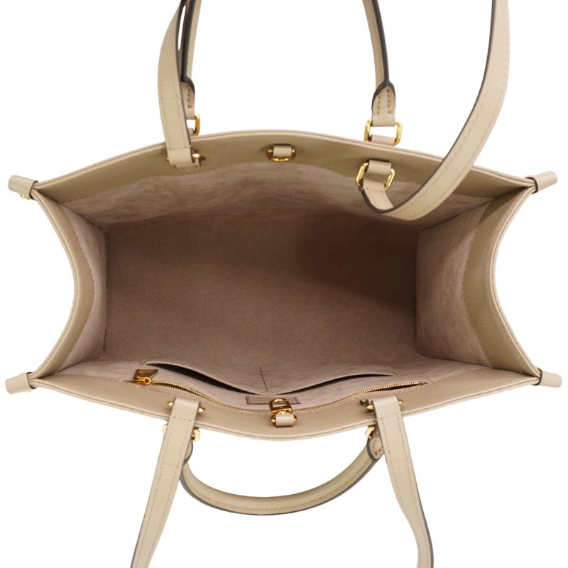 Louis Vuitton 展示品 OnTheGo MM 壓花牛皮手提肩背二用包(M45607-米)-4
